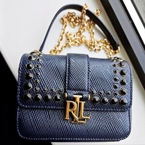 Ralph Lauren Black Mini Crossbody Bag with Gold Hardware